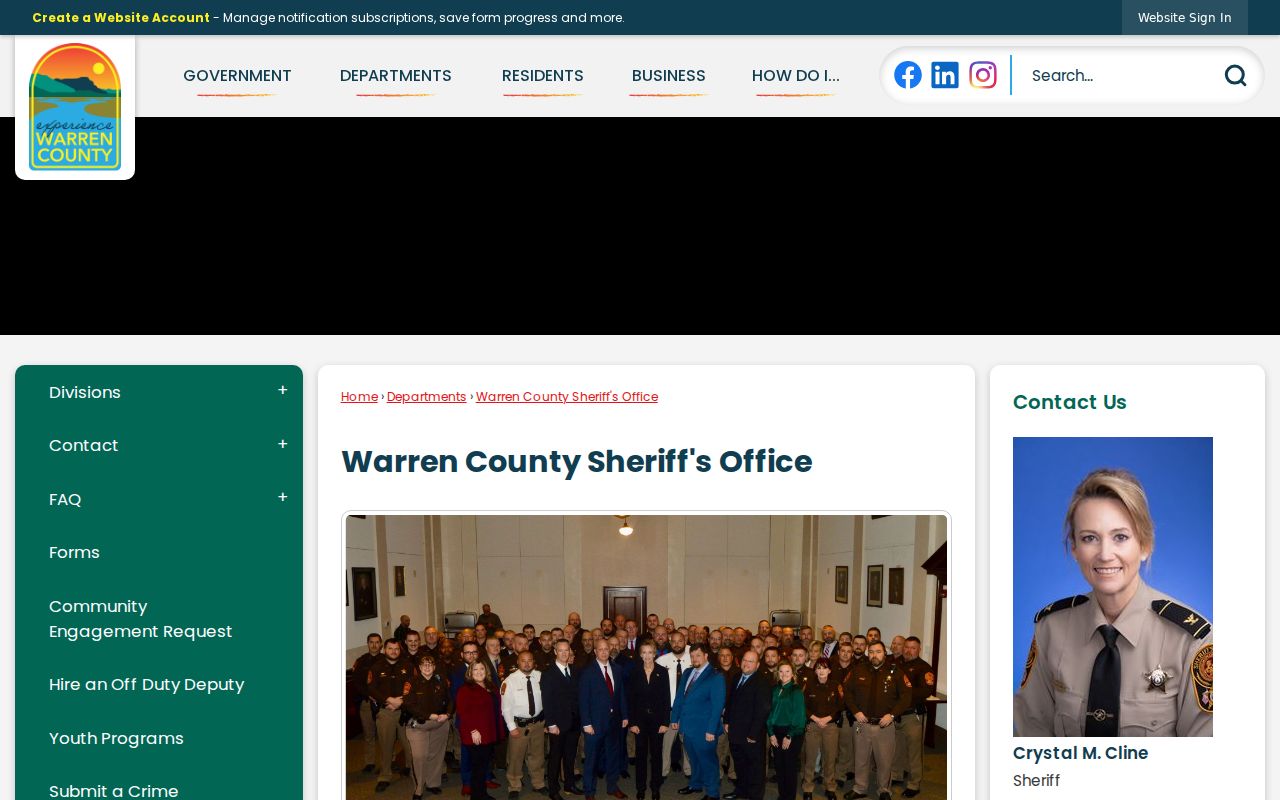 Warren County Sheriff official public website