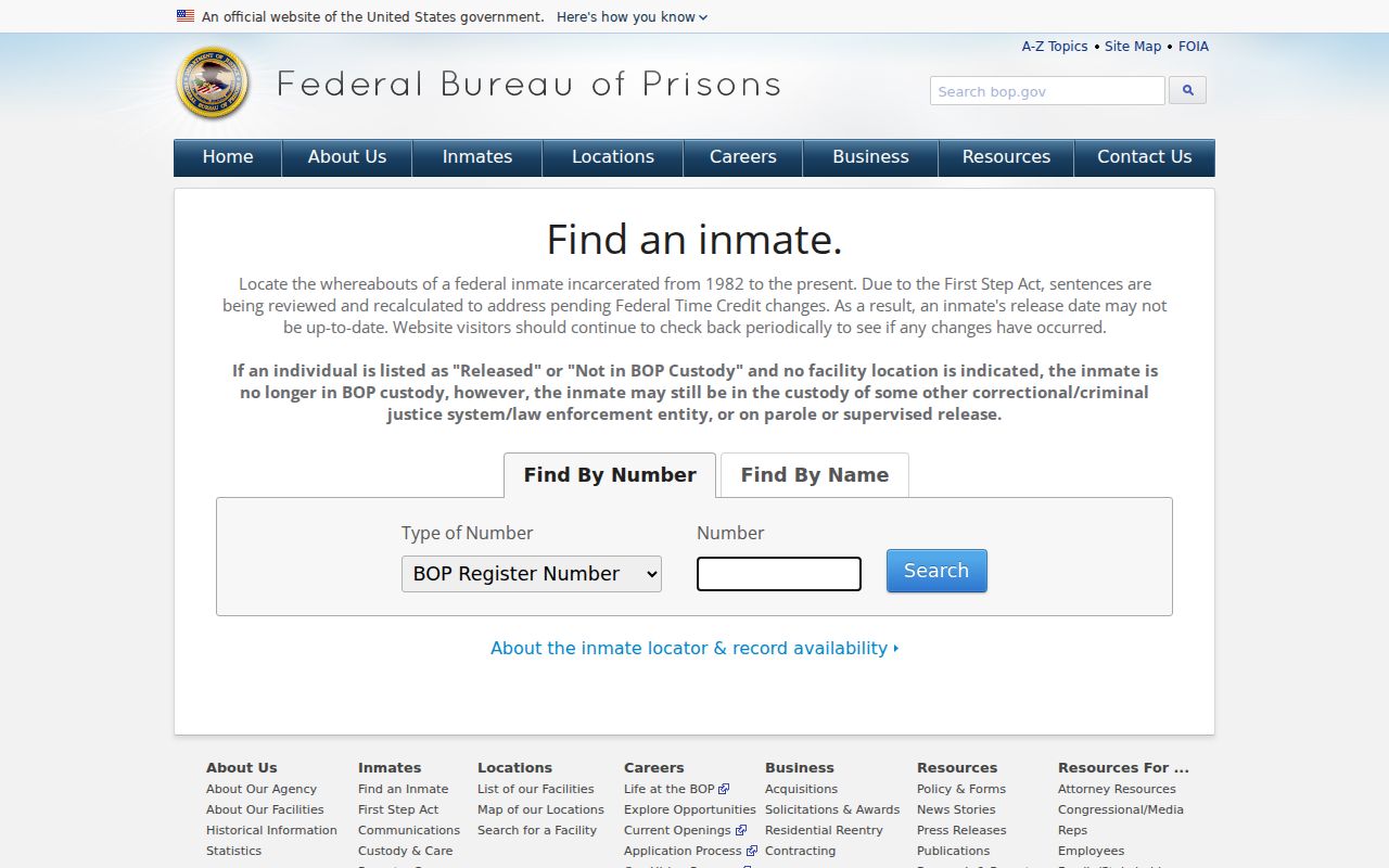 Lebanon previous residents Federal Bureau of Prisons inmate locator
